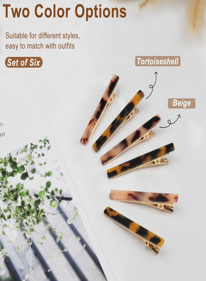 Zoolinn 6Pcs Tortoiseshell & Beige Duckbill Hair Clips – Chic Metal Hair Barrettes for Women & Girls - Image 5